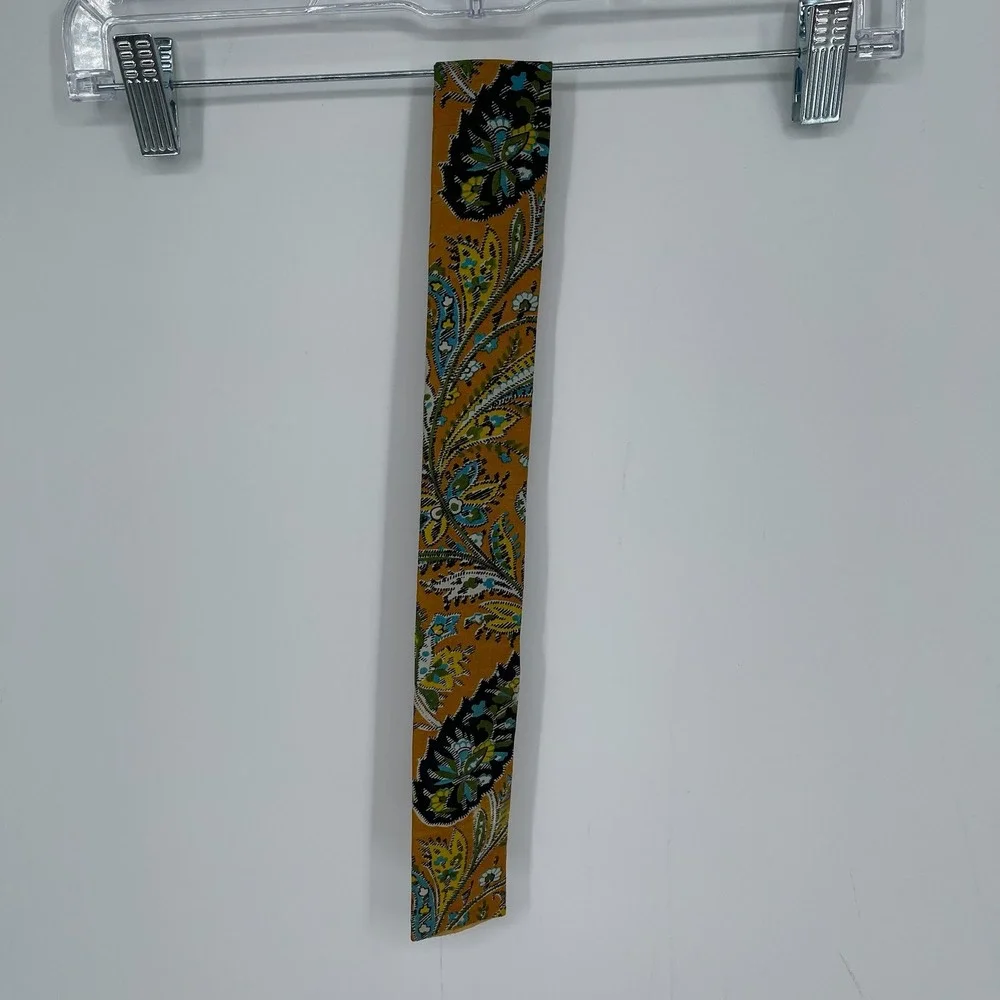 Vintage Men's Gold Yellow Paisley All Silk Formal Suit Skinny Necktie One Size